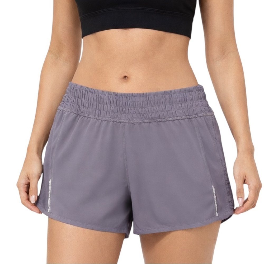 Lululemon Athletic Shorts Size 4 Dusty Purple Elastic Waist Ruched Sides
